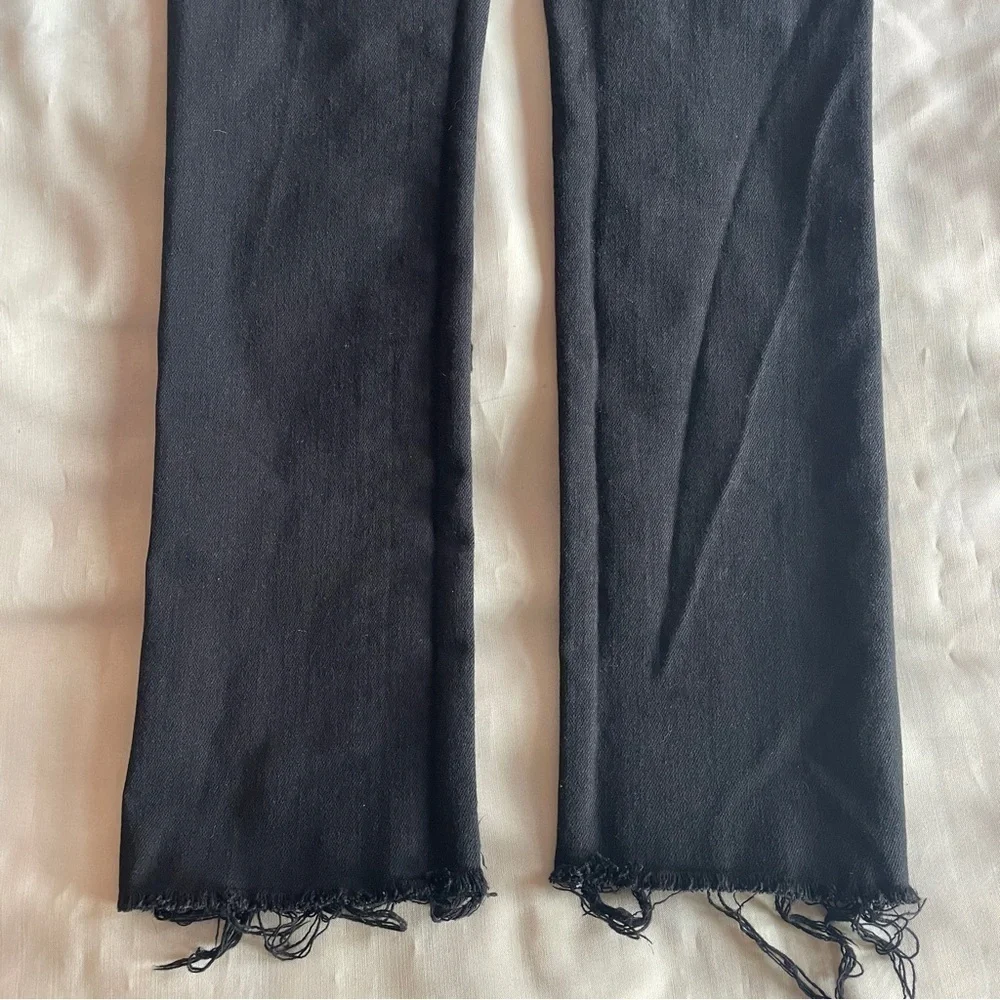MOTHER- The Rascal Ankle Fray in Black Pitch Straight Leg Jeans Mid Rise Size 24